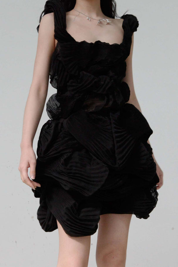 CAROLINE HU Jellyfish pleated dress SS22BKD04